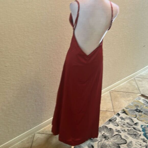 Million Colors Size M Open Back Cowl Neck Slip Dress Red Satin Formal Evening - Picture 5 of 10